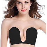 Women Strapless Plunge Silicone Gel Invisible Backless Self-Adhesive Push Up Bralette-UlGadget