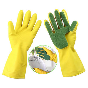 Home Garden Kitchen Dish Washing Cleaning Glove Sponge Fingers Rubber Household-UlGadget