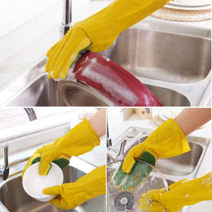 Home Garden Kitchen Dish Washing Cleaning Glove Sponge Fingers Rubber Household-UlGadget