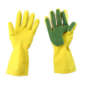 Home Garden Kitchen Dish Washing Cleaning Glove Sponge Fingers Rubber Household-UlGadget