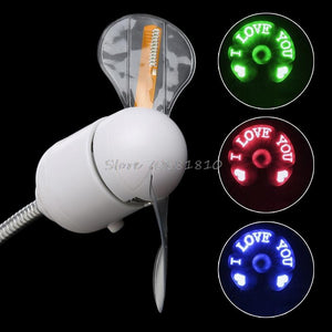 I Love You Mini Flexible LED Light USB Fan Time-UlGadget