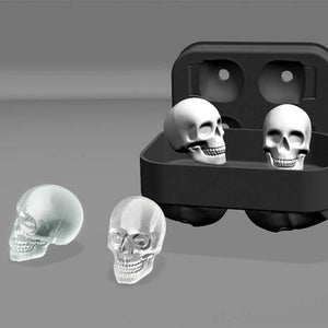 3D Skull Ice Cube Molds Silicone Cool Whiskey Wine Cocktail Tray Maker Home Kitchen-UlGadget