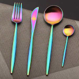 4 PCS/Set Rainbow Stainless Steel Prismware Cutlery/Silverware Set Creative Dinner Set Christmas Gift-UlGadget