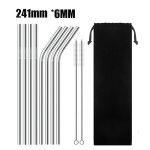 4Pcs Stainless Steel Reusable Drinking Straws High Quality Metal Cleaner Brush Wholesale-UlGadget