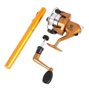 Outdoor Mini Camping Travel Baitcasting Telescopic Pocket Pen Shape Fishing Rod + Reel+ Fishing line-UlGadget