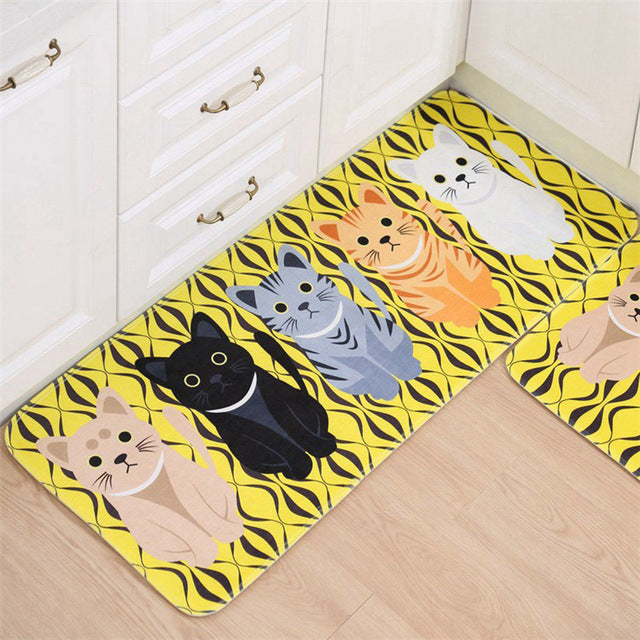 Home Decor - Welcome Floor Mat Anti-Slip Cartoon Cat Water Absorbent Bathroom Living Room Kitchen Carpets-UlGadget