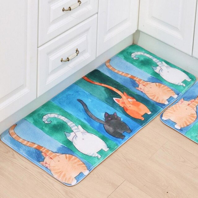 Home Decor - Welcome Floor Mat Anti-Slip Cartoon Cat Water Absorbent Bathroom Living Room Kitchen Carpets-UlGadget