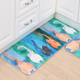 Home Decor - Welcome Floor Mat Anti-Slip Cartoon Cat Water Absorbent Bathroom Living Room Kitchen Carpets-UlGadget