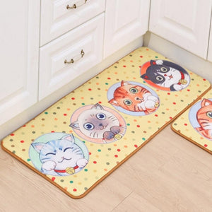 Home Decor - Welcome Floor Mat Anti-Slip Cartoon Cat Water Absorbent Bathroom Living Room Kitchen Carpets-UlGadget