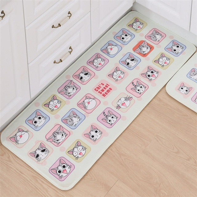 Home Decor - Welcome Floor Mat Anti-Slip Cartoon Cat Water Absorbent Bathroom Living Room Kitchen Carpets-UlGadget