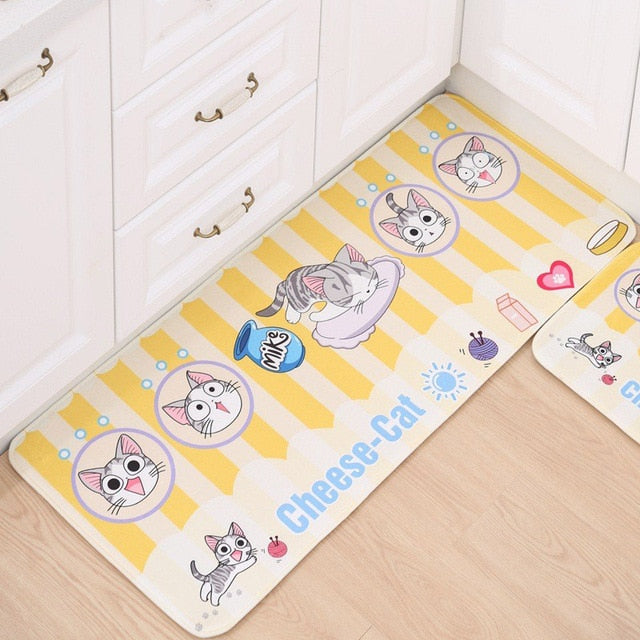 Home Decor - Welcome Floor Mat Anti-Slip Cartoon Cat Water Absorbent Bathroom Living Room Kitchen Carpets-UlGadget