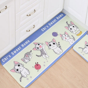 Home Decor - Welcome Floor Mat Anti-Slip Cartoon Cat Water Absorbent Bathroom Living Room Kitchen Carpets-UlGadget