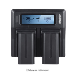 Dual Digital Battery Charger w/LCD Display for Sony NP-F550/F750/F950/ NP-FM50/FM500H/QM71-UlGadget