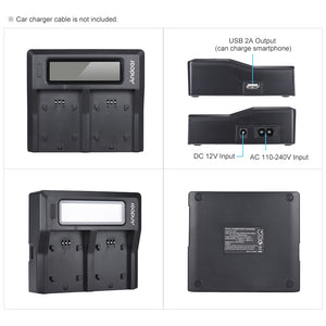 Dual Digital Battery Charger w/LCD Display for Sony NP-F550/F750/F950/ NP-FM50/FM500H/QM71-UlGadget