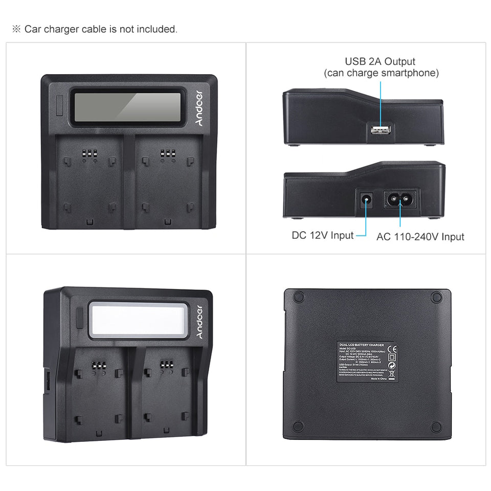 Dual Digital Battery Charger w/LCD Display for Sony NP-F550/F750/F950/ NP-FM50/FM500H/QM71-UlGadget