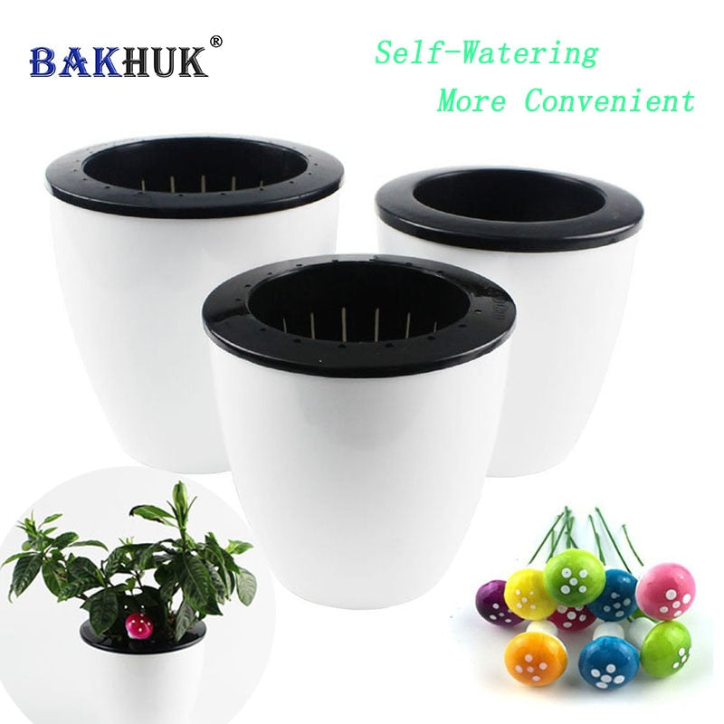 3pcs Plastic Decorative Mushroom as Gift Self Watering Flower Pot (Various Sizes)-UlGadget