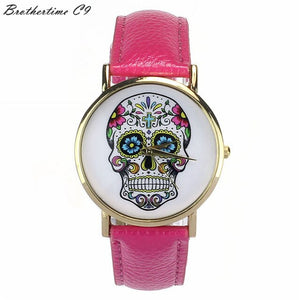 Skull Candy Watch Quartz Leather Women Crystal Casual-UlGadget