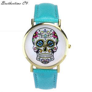 Skull Candy Watch Quartz Leather Women Crystal Casual-UlGadget