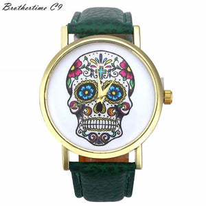 Skull Candy Watch Quartz Leather Women Crystal Casual-UlGadget