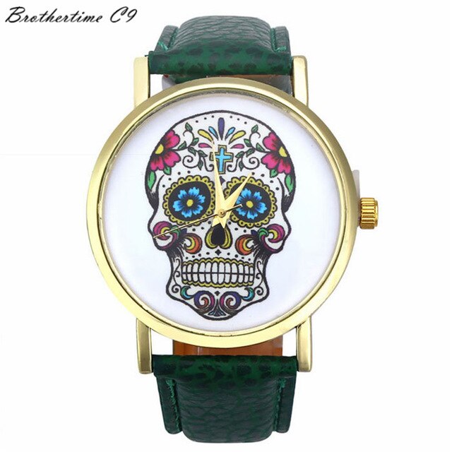 Skull Candy Watch Quartz Leather Women Crystal Casual-UlGadget