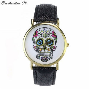 Skull Candy Watch Quartz Leather Women Crystal Casual-UlGadget