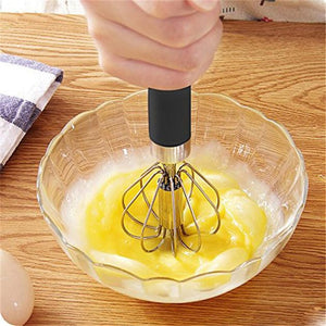 Kitchen Tool Semi-Automatic Stainless Steel Eggbeater Manual Self-Spinning Whisk-UlGadget