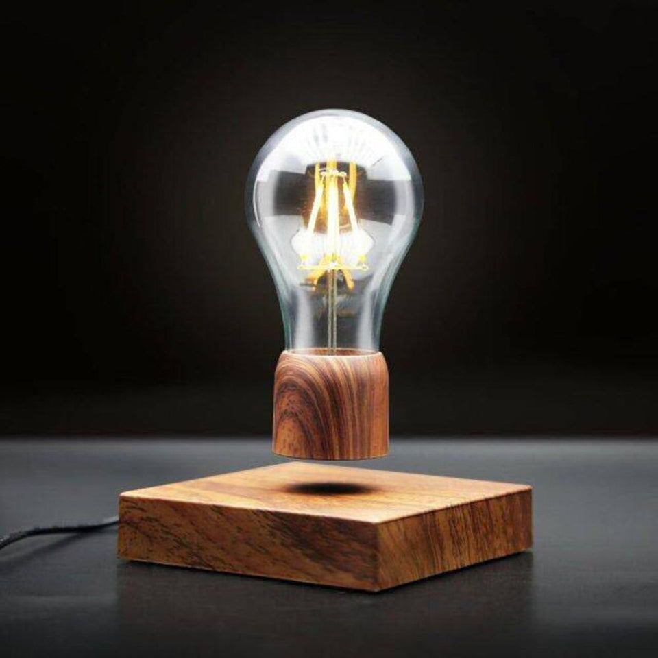 NEW Magnetic Levitating Light Bulb Desk Wood Grain Floating Lamp-UlGadget