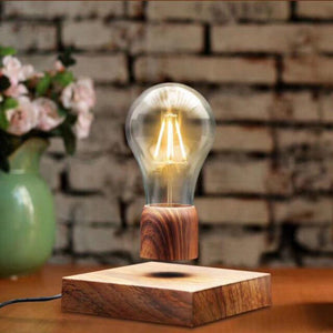 NEW Magnetic Levitating Light Bulb Desk Wood Grain Floating Lamp-UlGadget