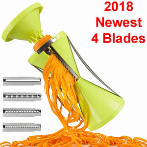 4 Blade Replaceable Vegetable Spiral Slicer Cutter Veggie Spiralizer Carrot Cucumber Courgette Zucchini Spaghetti-UlGadget