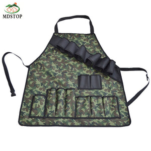 Camouflage BBQ Apron With Tool Pockets and Beer/Spice Bottles Holder-UlGadget