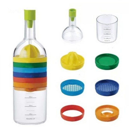 8 In 1 Ultimate Kitchen Bottle Shape Professional Slicer Grater Grinder Funnel Measuring Cup Gadget-UlGadget