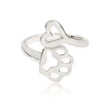 Silver or Gold Always By My Heart Paw & Heart Adjustable Ring-UlGadget