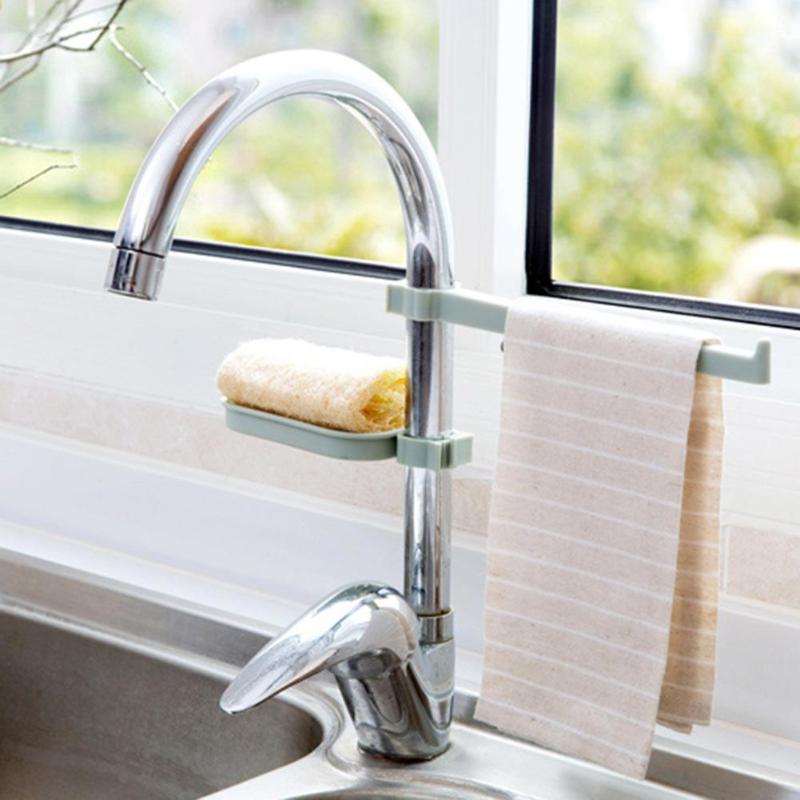 Sink Clip Hanging Storage Rack Storage Holder Sponge Bathroom Kitchen Faucet Clip Shelf Drain Dry Towel Organizer-UlGadget