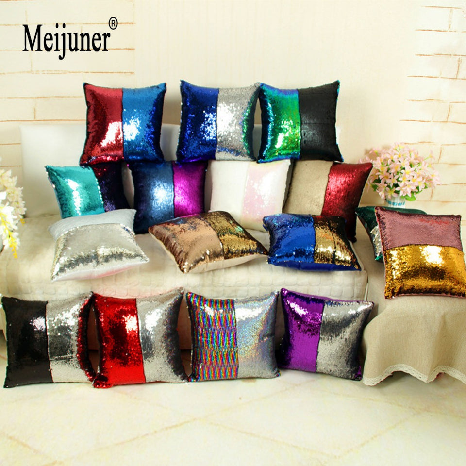 40X40cm DIY Magical Color Changing Reversible Mermaid Sequin Cushion Pillow Cover-UlGadget