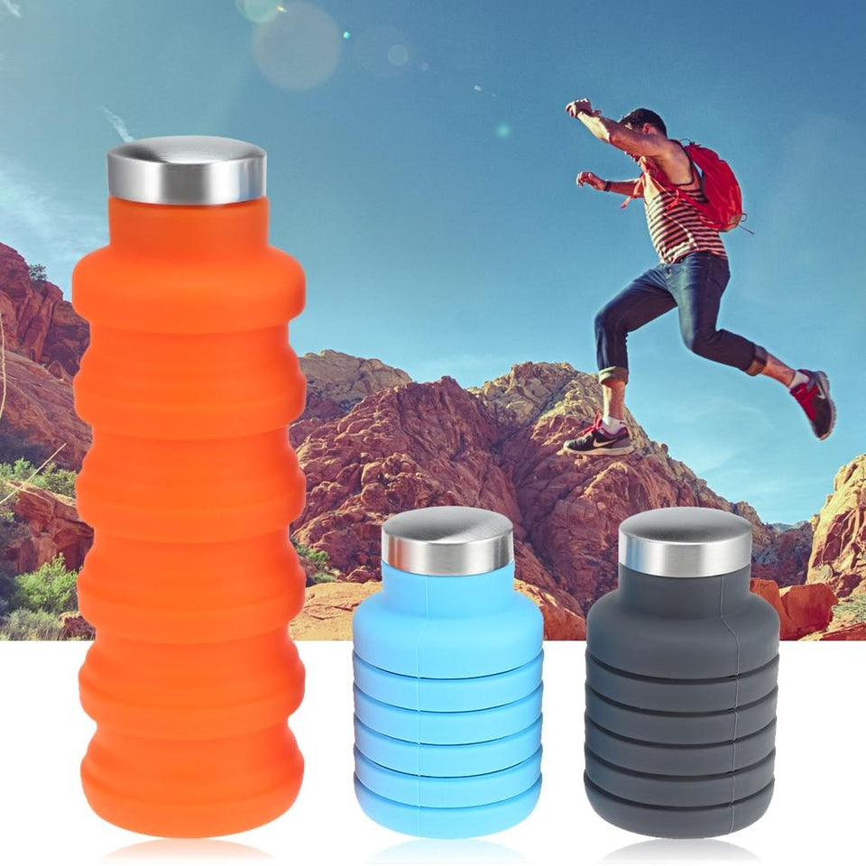 500ML Portable Silicone Collapsible Water Bottle-UlGadget