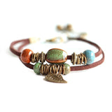 Bracelets Ceramic Leather Bracelet & Bangles Colorful Bead Leaf Pendant Bell 2018-UlGadget