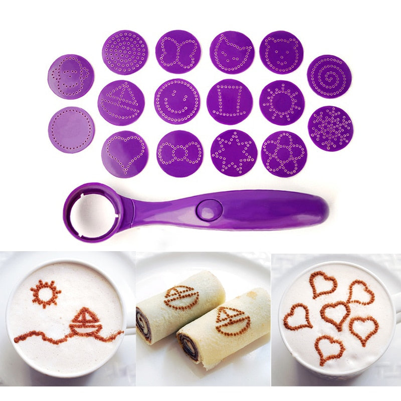 New Magic Food Decorating Spoon Tools 16 Different Images Decor Coffee Cake Funning Kitchen-UlGadget