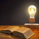 NEW Magnetic Levitating Light Bulb Desk Wood Grain Floating Lamp-UlGadget