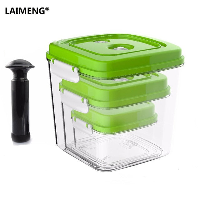 3Ps Vacuum storage box Large Capacity Food Saver Storage Square Plastic Containers-UlGadget