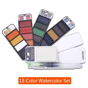 PORTABLE WATERCOLOR KITS Paint Set With Paintbrush Pen Portable For School Art Supplies Stationery-UlGadget