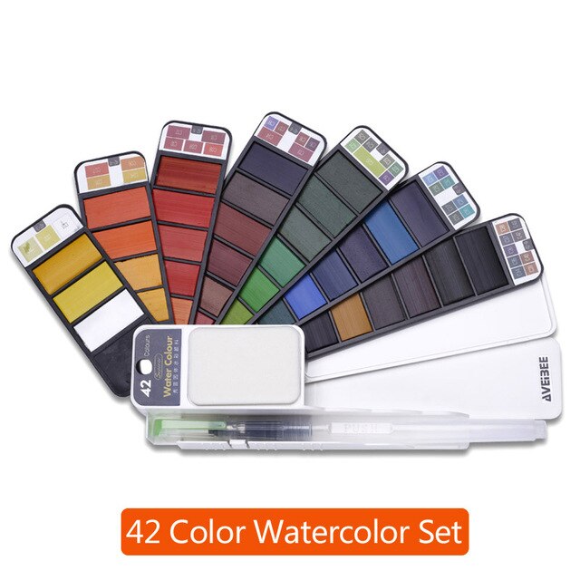 PORTABLE WATERCOLOR KITS Paint Set With Paintbrush Pen Portable For School Art Supplies Stationery-UlGadget