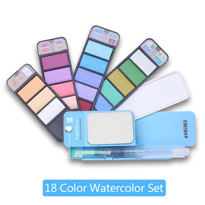 PORTABLE WATERCOLOR KITS Paint Set With Paintbrush Pen Portable For School Art Supplies Stationery-UlGadget