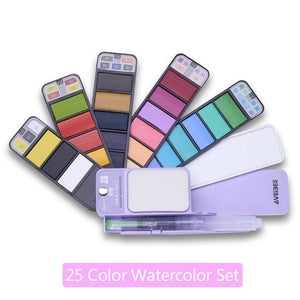 PORTABLE WATERCOLOR KITS Paint Set With Paintbrush Pen Portable For School Art Supplies Stationery-UlGadget