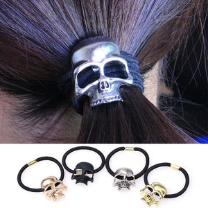 Halloween Retro Punk Gothic Metal Skull Hair Tie-UlGadget