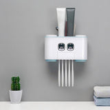 Auto Squeezing Toothpaste Dispenser with Cups No Nail Wall Stand Shelf Bathroom Organizer Hand Free-UlGadget