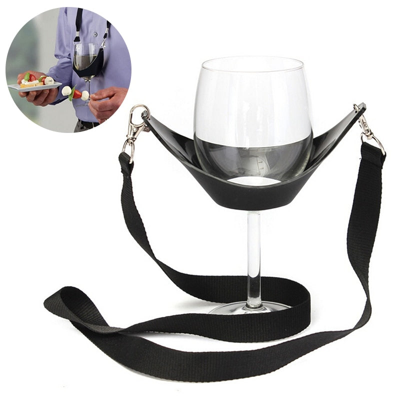 Wine Necklace Glass Holder Strap Portable Yoke Lanyard For Festival Birthday Gifts Black-UlGadget