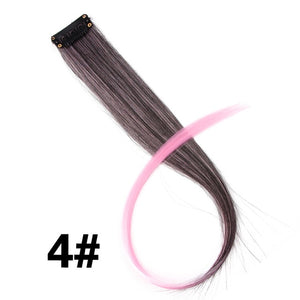 Clip-In One Piece For Ombre Hair Extensions Pure Color Straight Long Synthetic Hair Pieces Clip In 2 Tone Hair-UlGadget