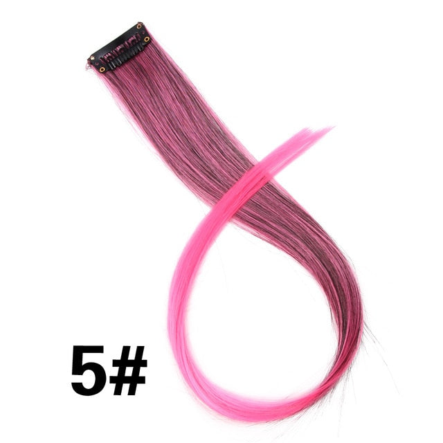 Clip-In One Piece For Ombre Hair Extensions Pure Color Straight Long Synthetic Hair Pieces Clip In 2 Tone Hair-UlGadget