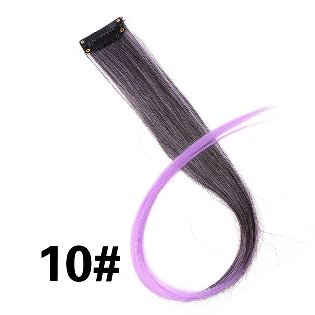 Clip-In One Piece For Ombre Hair Extensions Pure Color Straight Long Synthetic Hair Pieces Clip In 2 Tone Hair-UlGadget