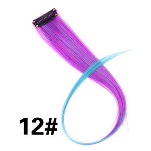 Clip-In One Piece For Ombre Hair Extensions Pure Color Straight Long Synthetic Hair Pieces Clip In 2 Tone Hair-UlGadget